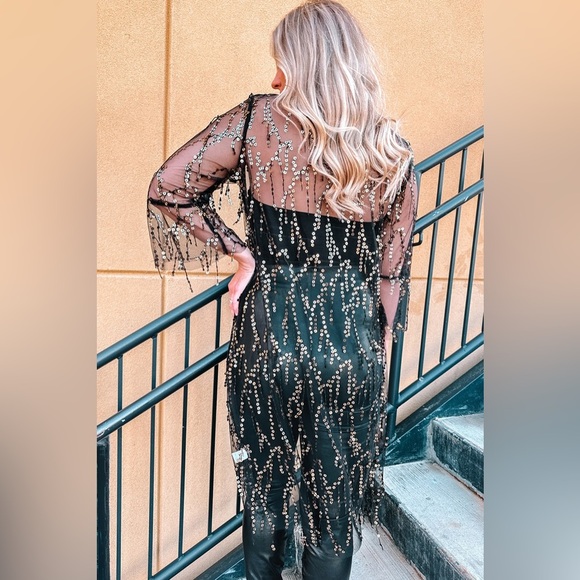 Sequin Open Front Sheer Cardigan - Picture 8 of 8